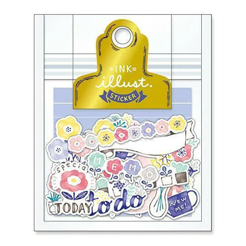 花朵 水彩插畫貼紙包 日本 手帳貼紙｜MIND WAVE 日本