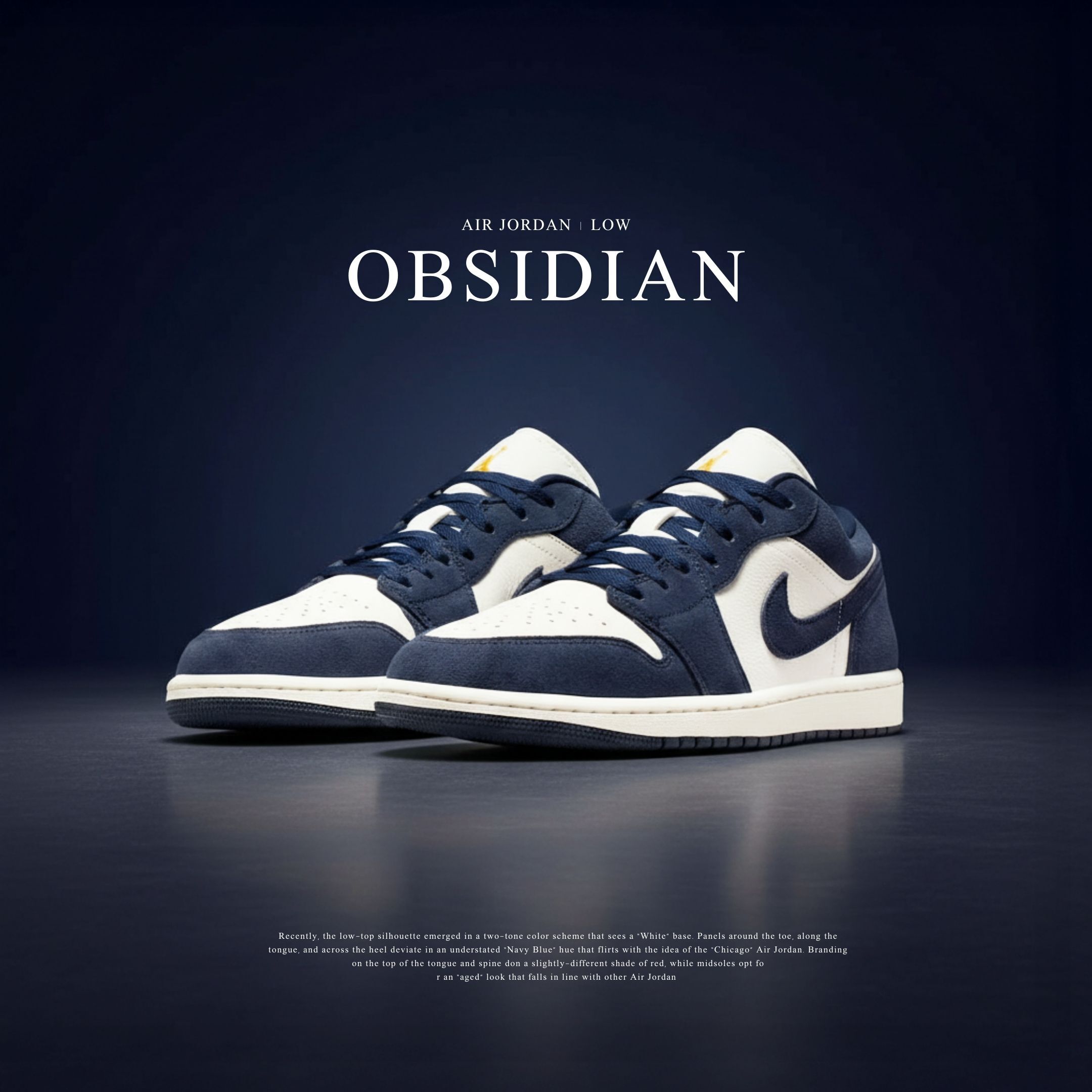 NICEDAY 現貨 Air Jordan 1 Low 海軍藍 黑曜石 深藍 麂皮 IO7448-400