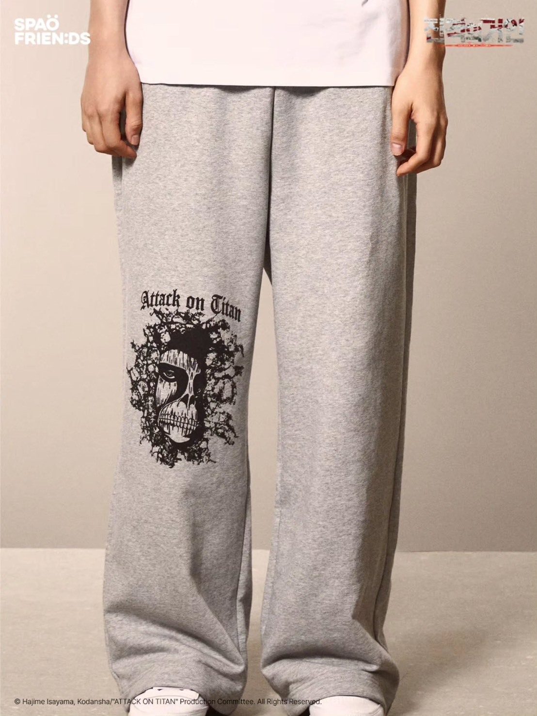 【OWN】SPAO X 進擊的巨人 聯名 棉褲 薄款 寬鬆 休閒 長褲 不分男女 灰色 Attack on Titan