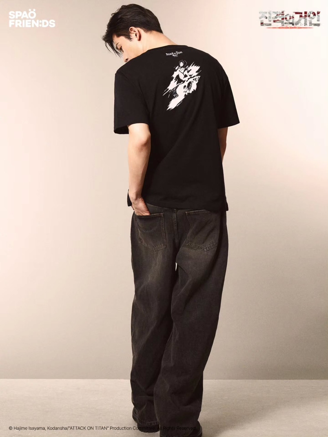 【OWN】SPAO X 進擊的巨人 聯名 短袖 上衣 圓領 大Logo 不分男女 黑色 白色 炭灰 咖啡 Attack on Titan