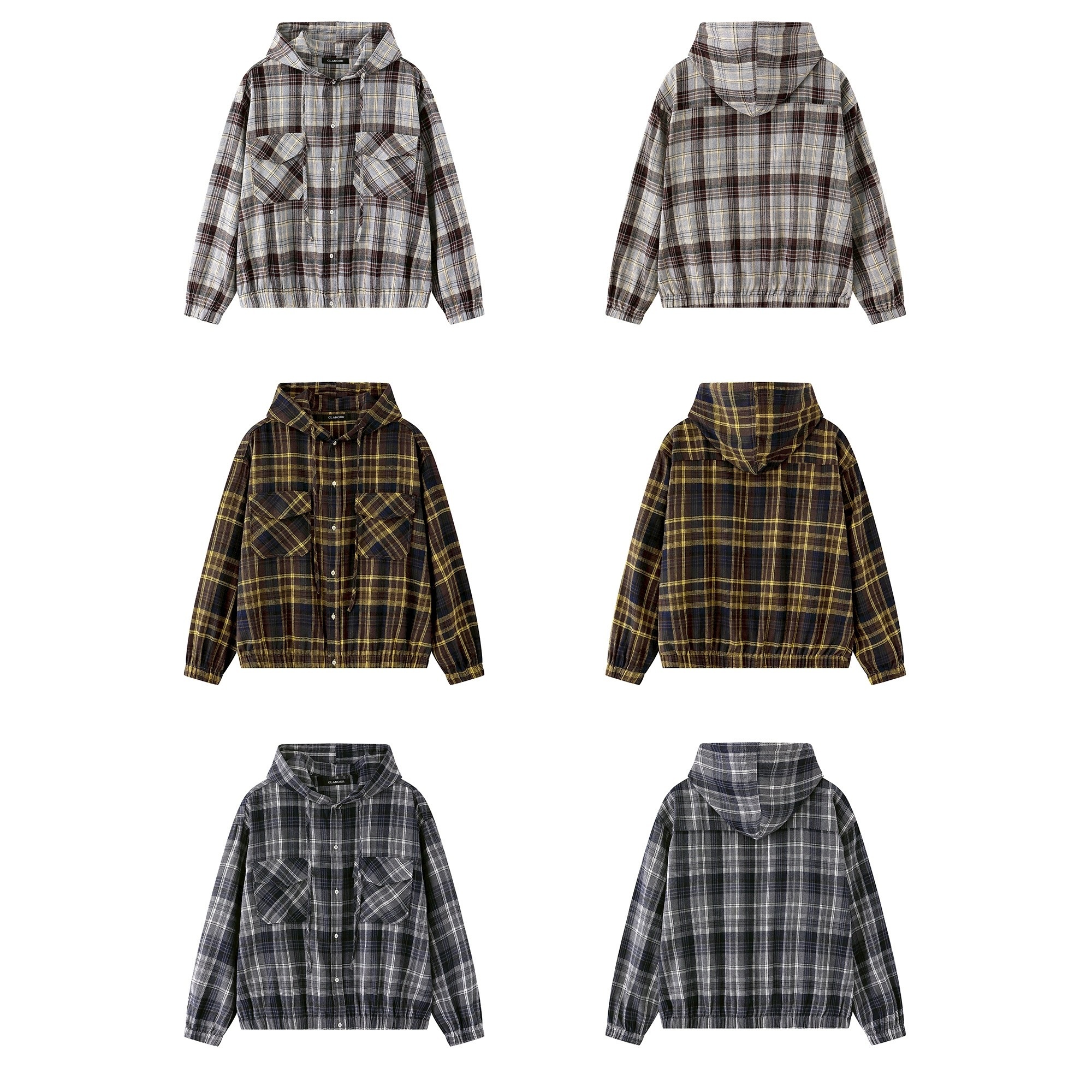 格紋連帽長襯衫