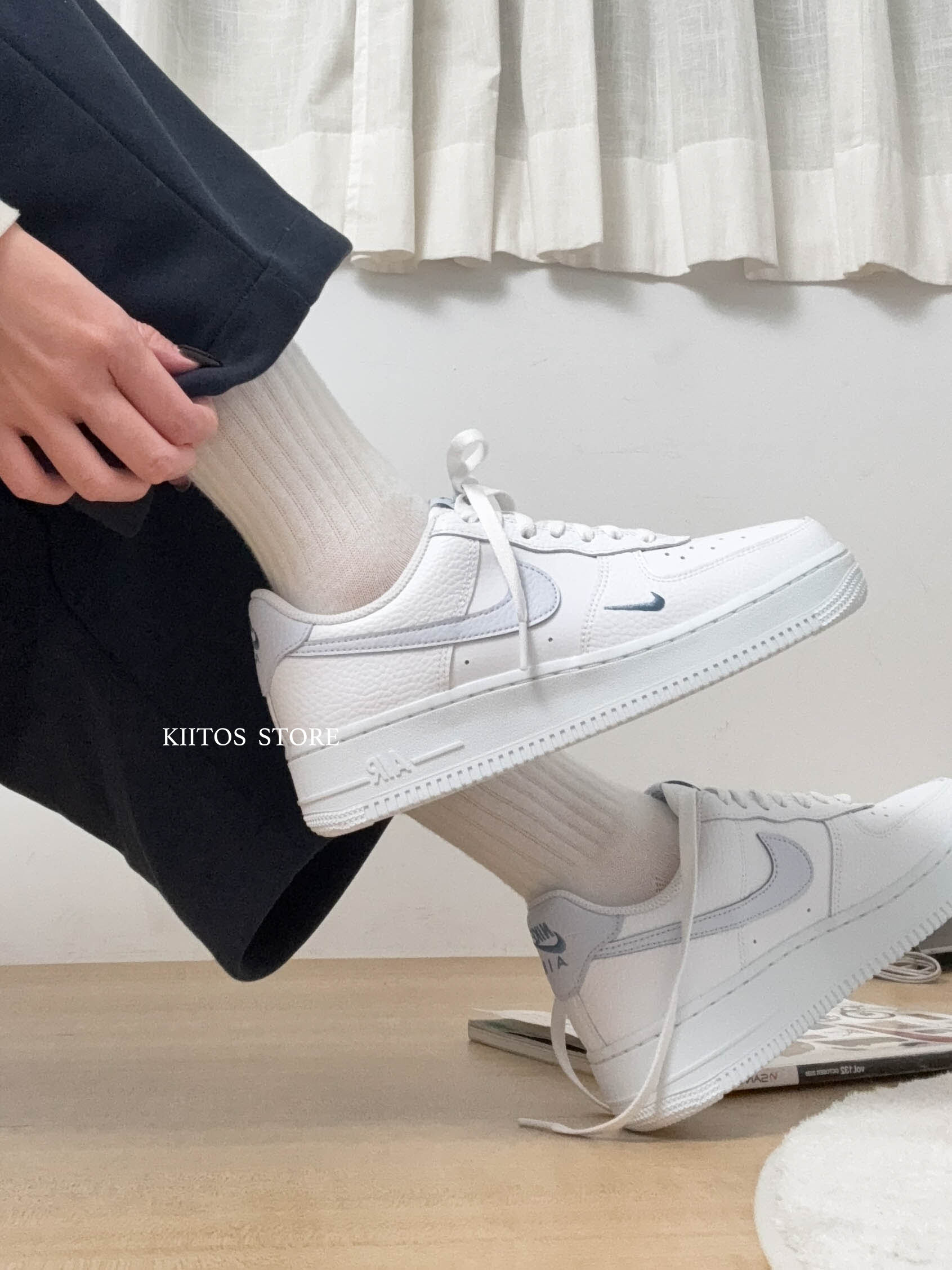 【預購】Nike Air Force 1 "White Aegean Storm" 荔枝皮 刺繡小勾 寶寶藍 蘇打氣泡 HV2511-100