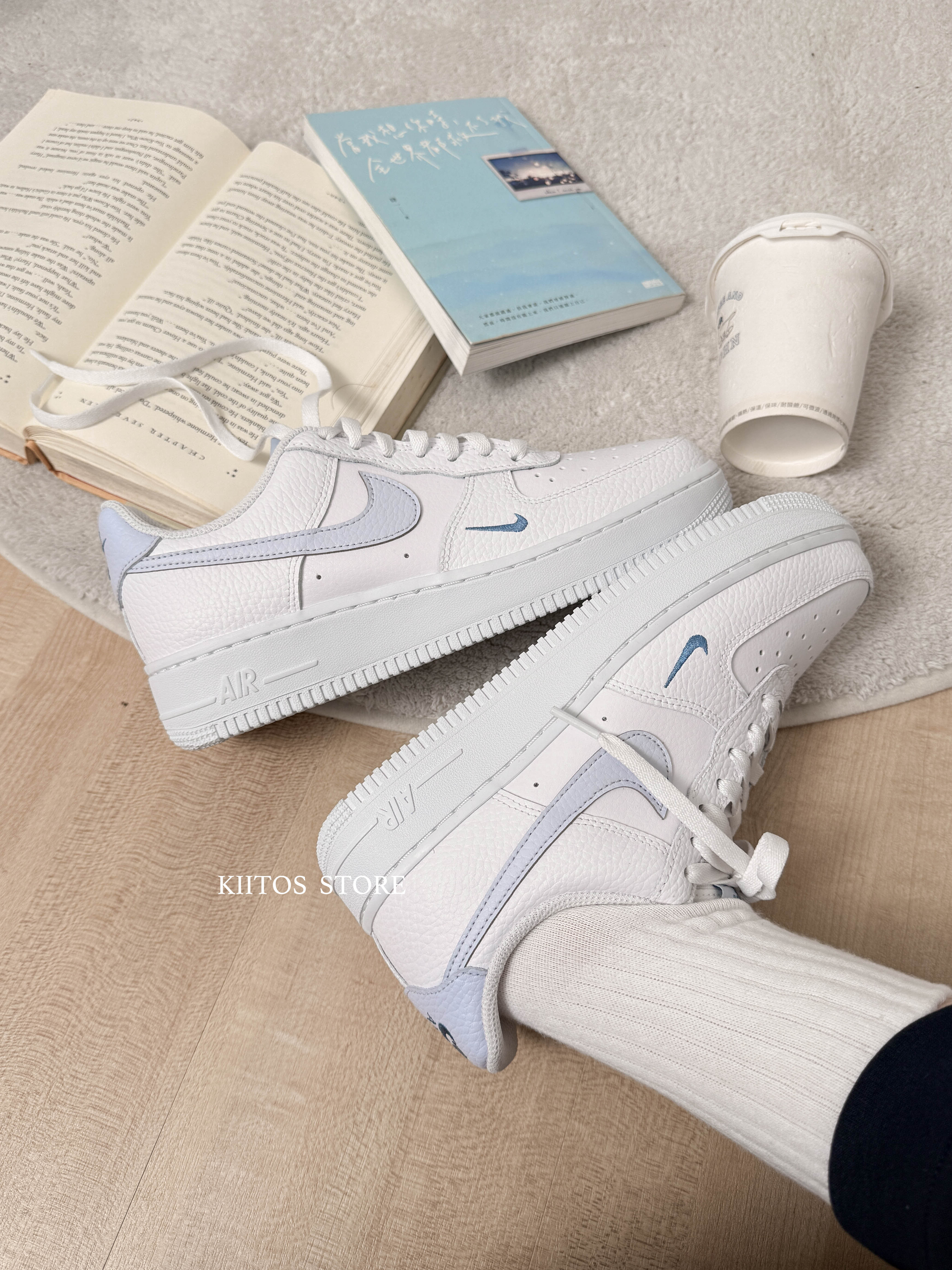 【預購】Nike Air Force 1 "White Aegean Storm" 荔枝皮 刺繡小勾 寶寶藍 蘇打氣泡 HV2511-100