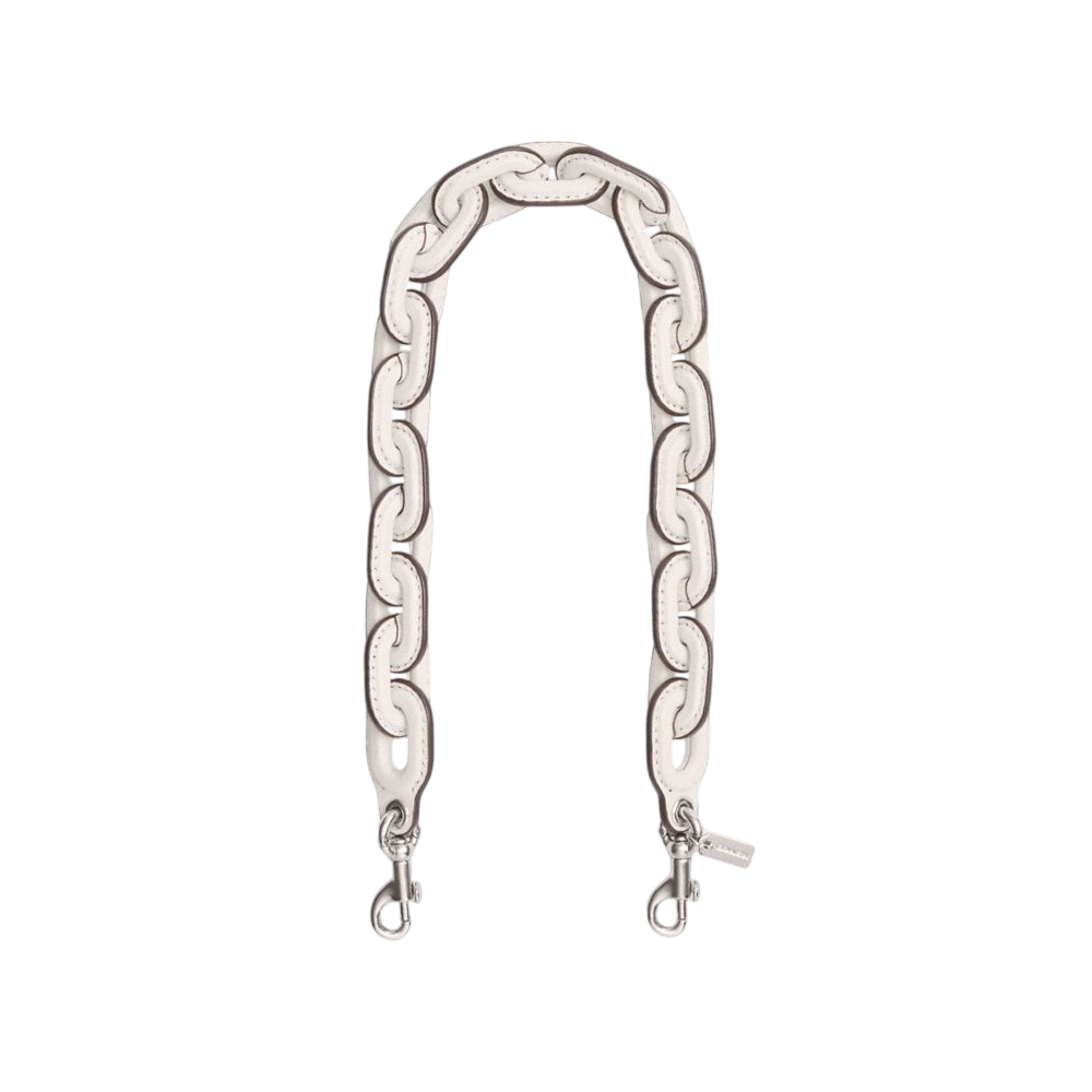 【Coach】Leather Covered Short Chain Strap  象牙白銀