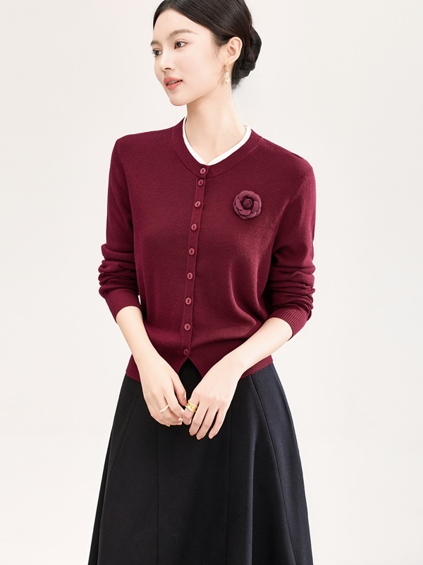 滾邊羊毛針織外套上衣 三色