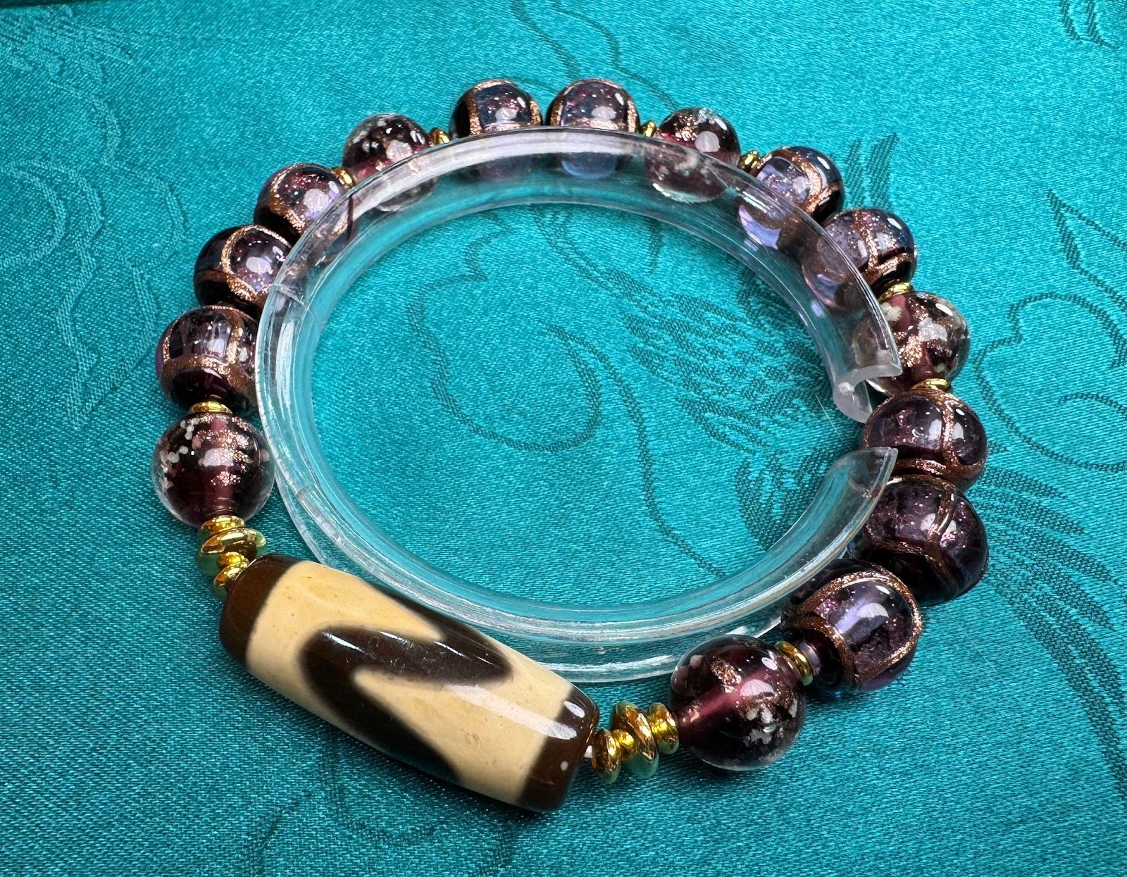 VE059 香灰琉璃虎牙天珠手串 送 沉香