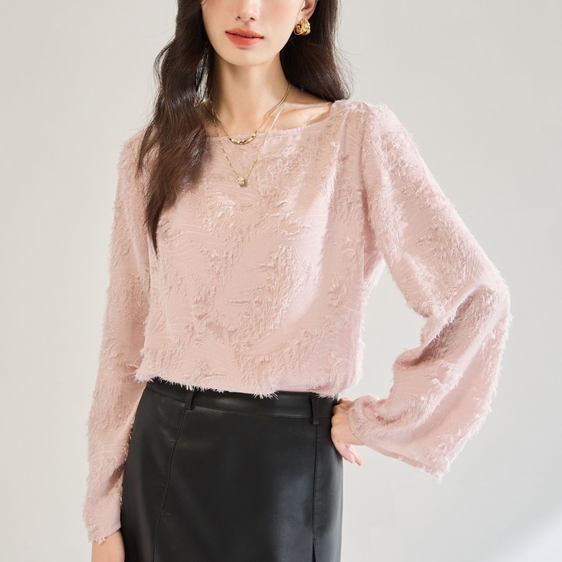 方領流蘇雪紡上衣 兩色