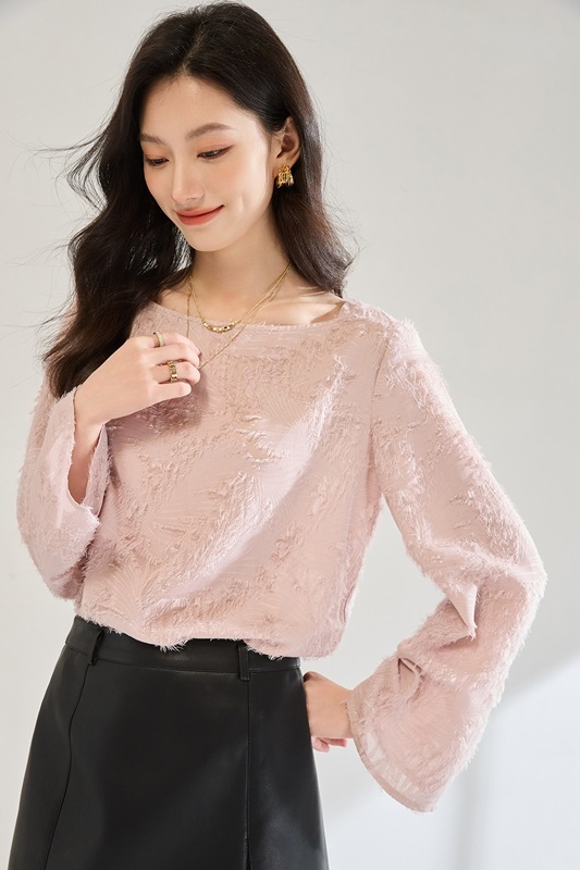 方領流蘇雪紡上衣 兩色