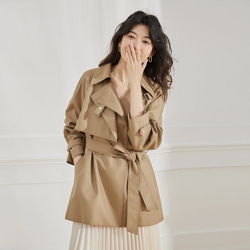 翻領綁帶風衣外套 三色