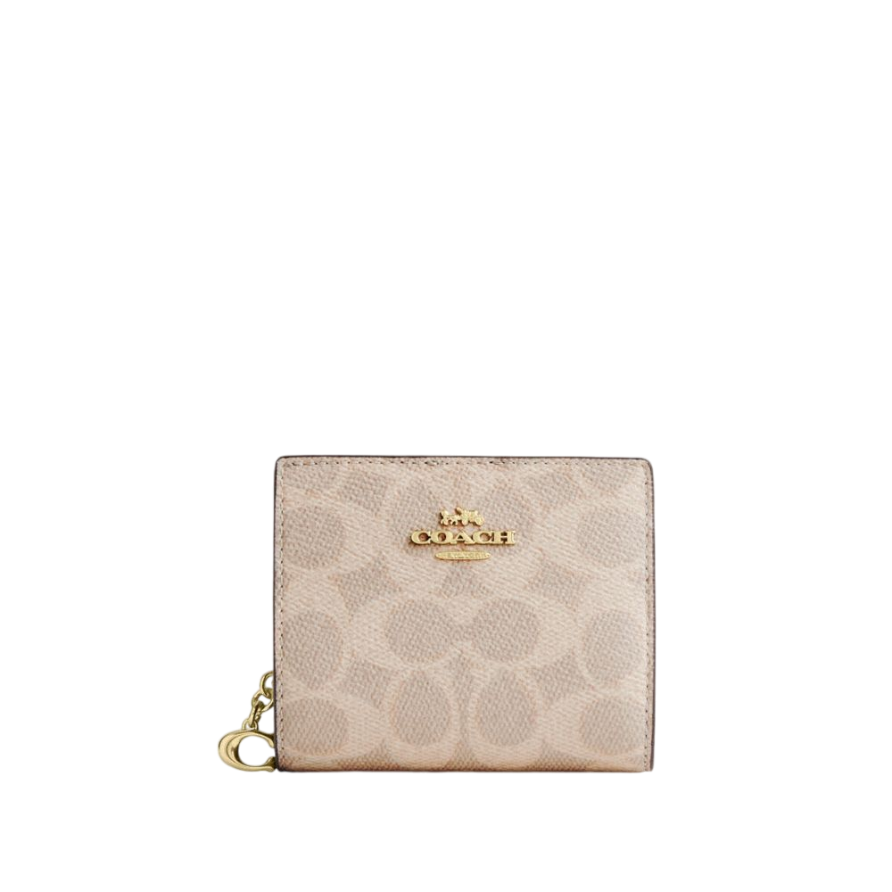 【Coach Outlet】Snap Wallet In Signature Canvas  奶茶
