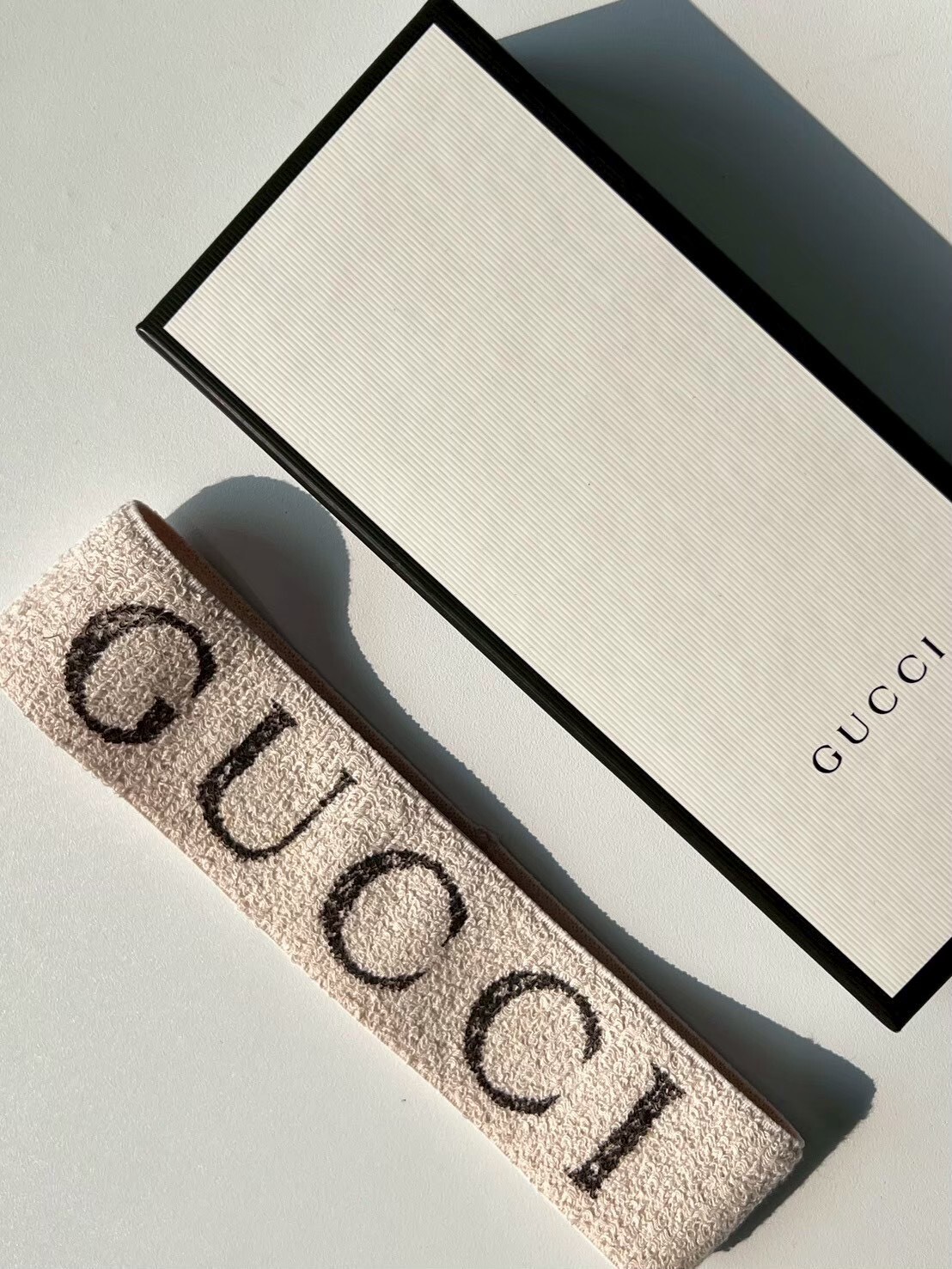 現貨折扣 GUCCI 經典絕版款 米色Logo頭帶 髮帶