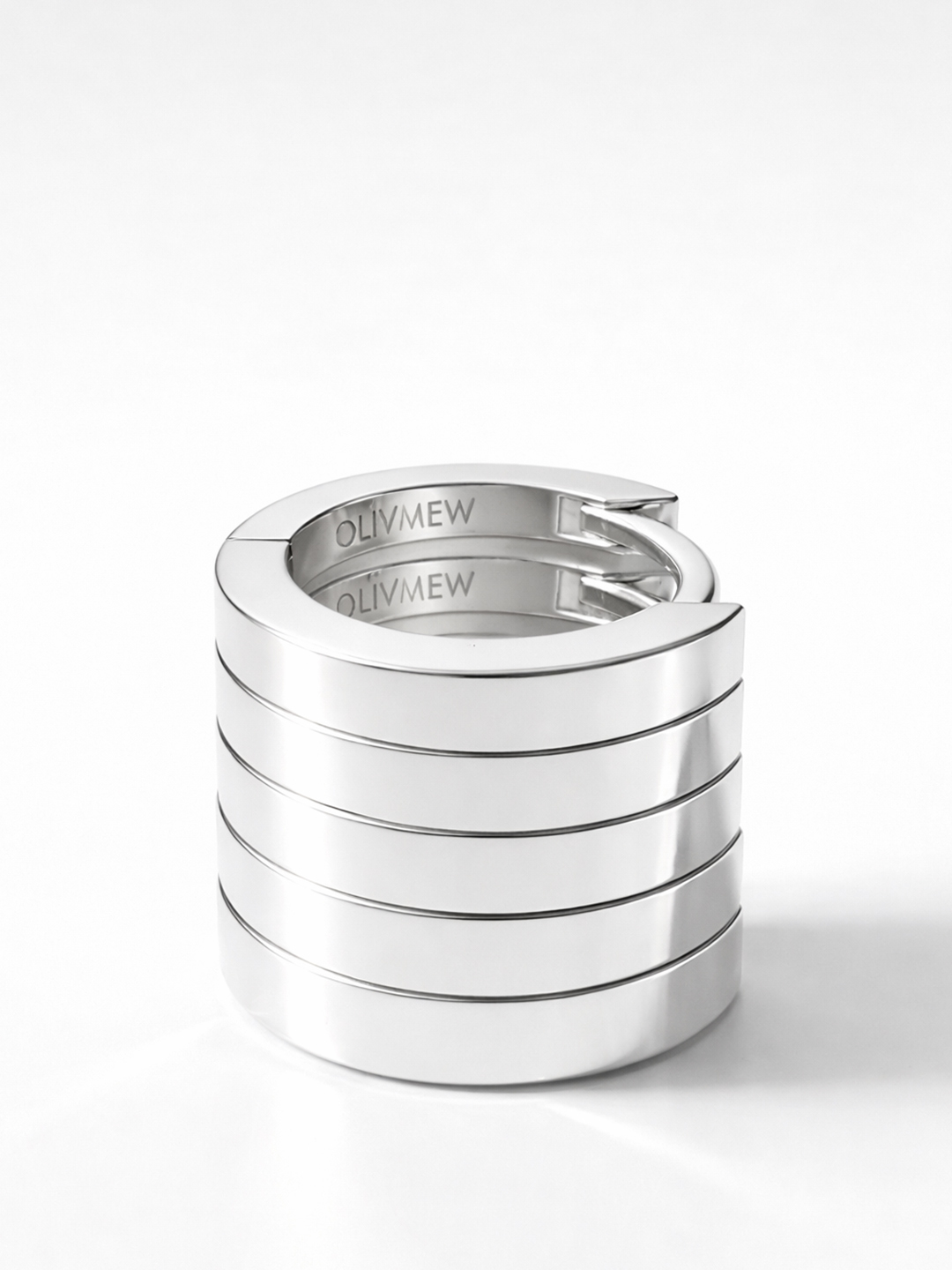 OLIVMEW A1 純銀圈圈耳環 直角切面設計