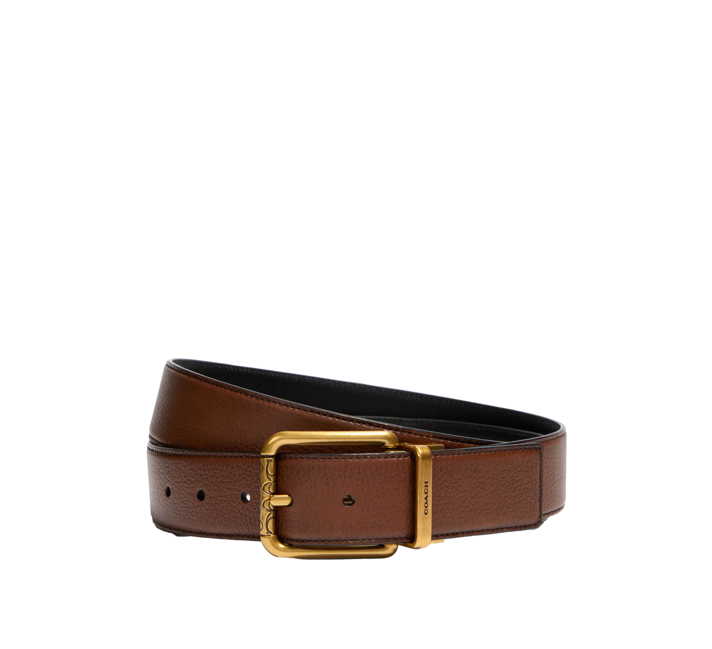 【Coach Outlet】Square Roller Buckle Cut-To-Size Reversible Belt, 38 Mm  咖