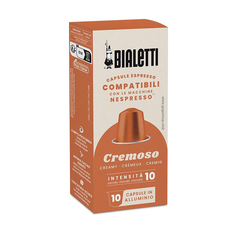 Bialetti Cremoso 意式咖啡膠囊 (10 粒裝) 深度烘焙 - 兼容 Nespresso