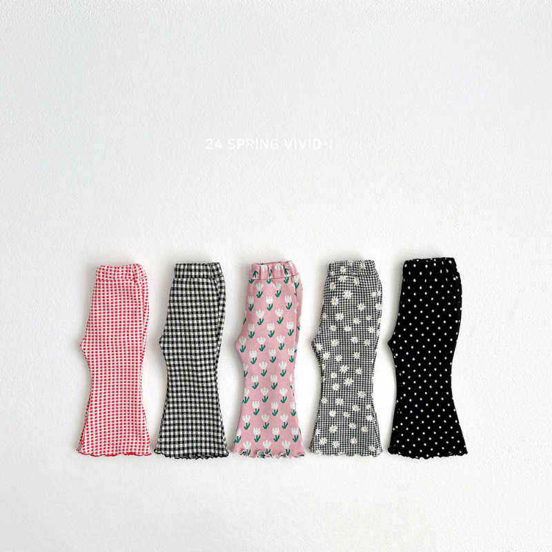 正韓🇰🇷VIVID I花花格子波浪邊喇叭褲(M)