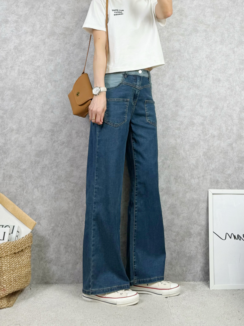 個性拼接顯瘦牛仔寬褲｜一穿就有比例的日常牛仔款 ⚡搶手貨⚡