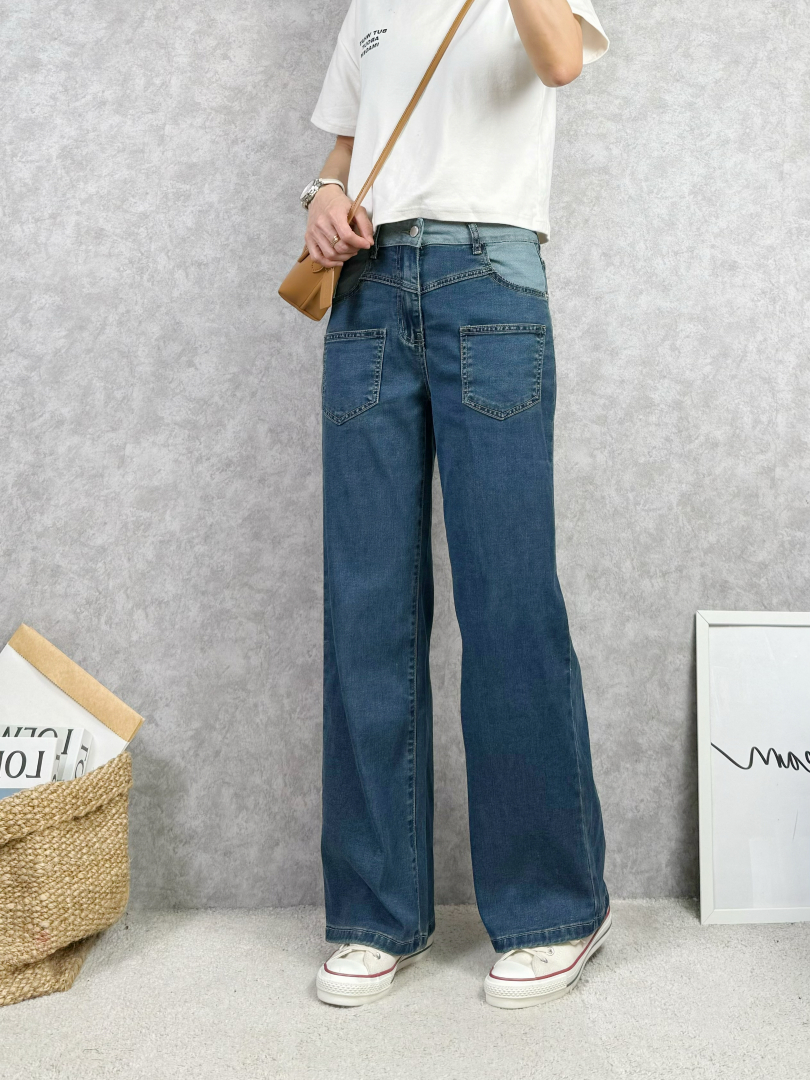 個性拼接顯瘦牛仔寬褲｜一穿就有比例的日常牛仔款 ⚡搶手貨⚡