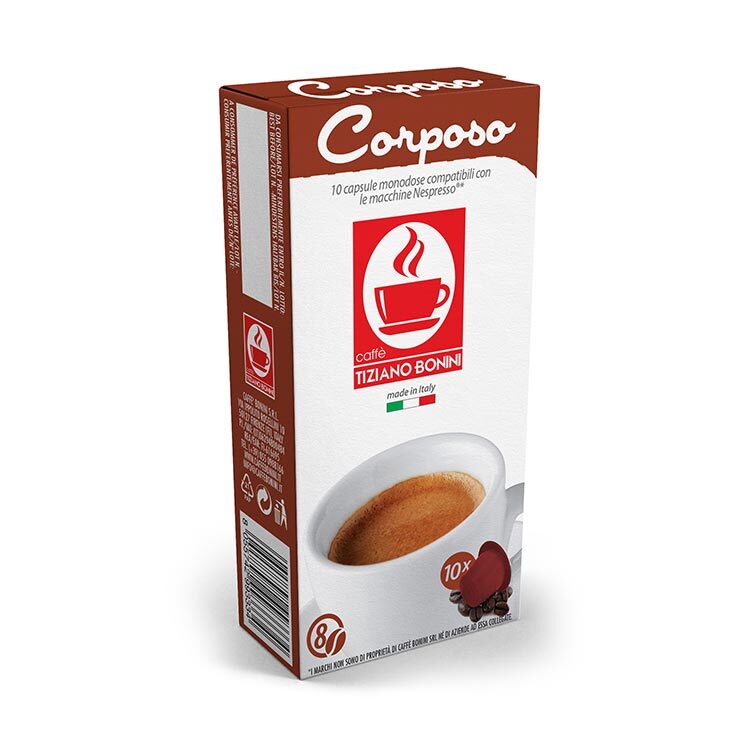 Caffé Bonini Corposo 濃郁意式咖啡膠囊 (10 粒裝) 深度烘焙 - 兼容 Nespresso