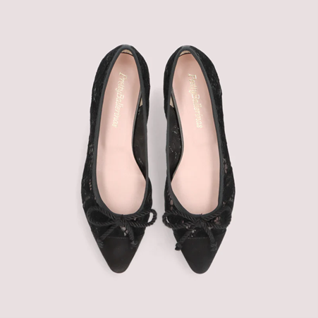 1PB0109-025 [PRETTY BALLERINAS] Tyra Red Ballet Flats Black #49483_P (BR)