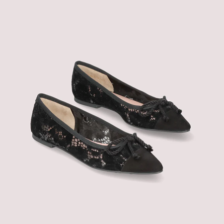 1PB0109-025 [PRETTY BALLERINAS] Tyra Red Ballet Flats Black #49483_P (BR)