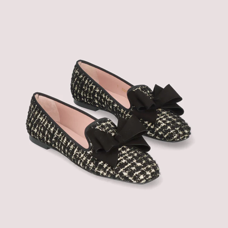 1PB0109-054 [PRETTY BALLERINAS] Camille Woven Loafers Black #51603_A (BR)