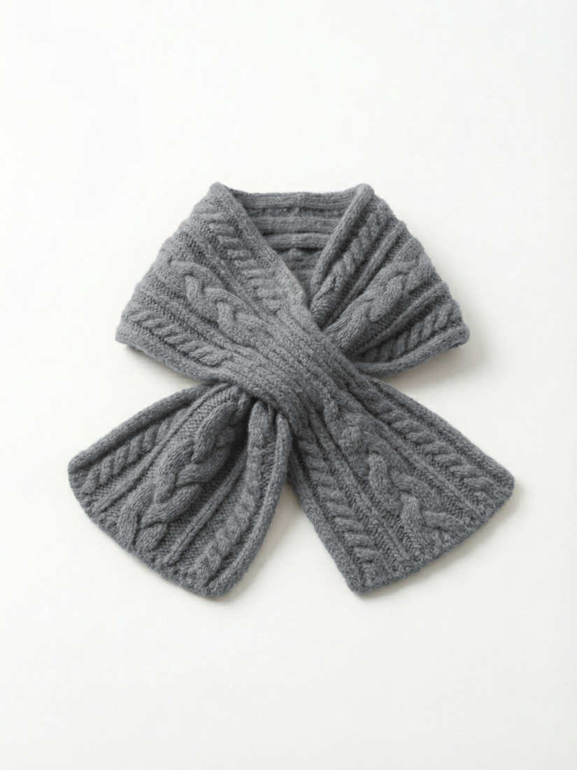 素色羊毛麻花編織圍脖