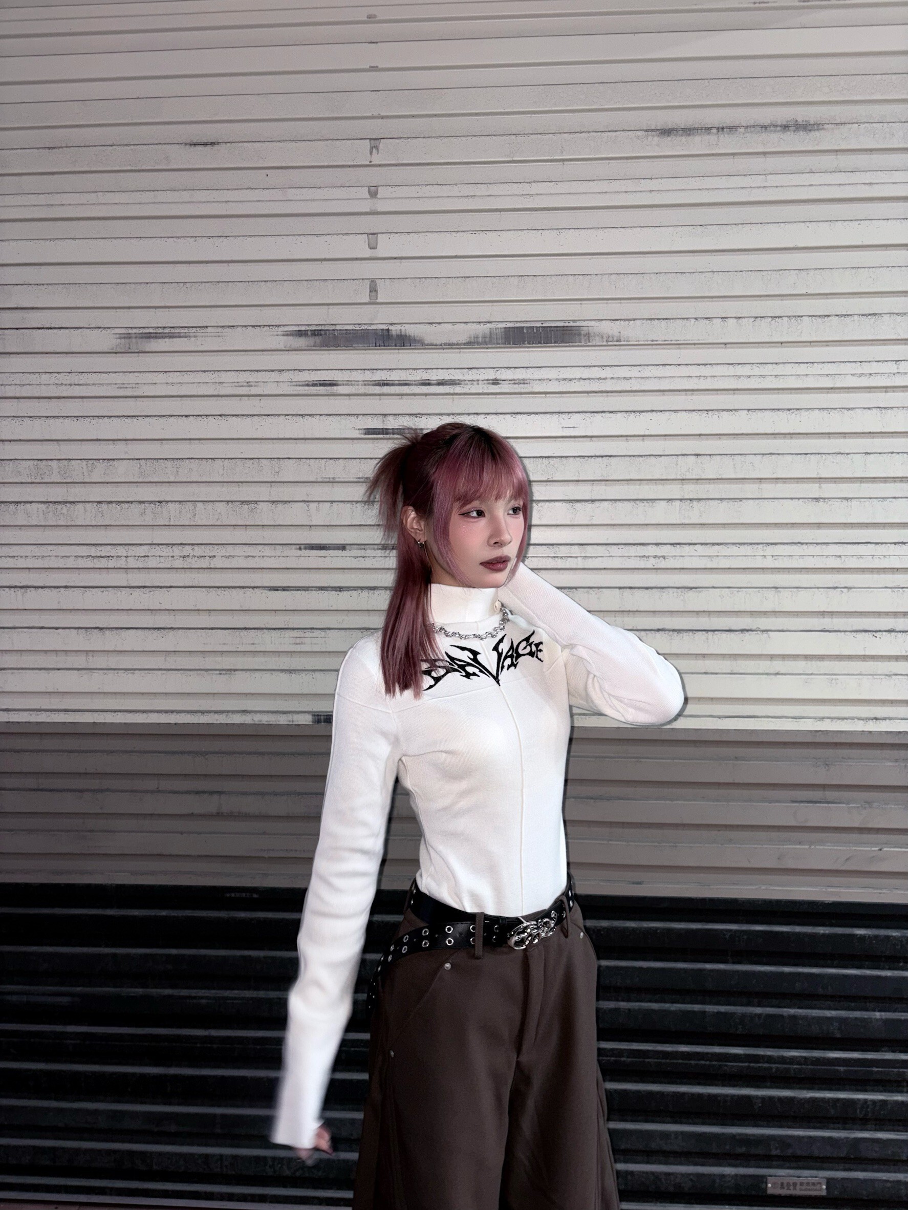 (GOAL) 美式復古修身高領衣 R6005