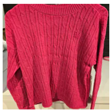 [S] DKNY FESTIVE PINK CABLE LONG SLEEVE CREW NECK WITH BABY ROLL AT HEM, DJ5R0917-JGW (SD1740)