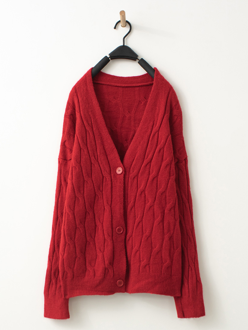 麻花編織開襟外套