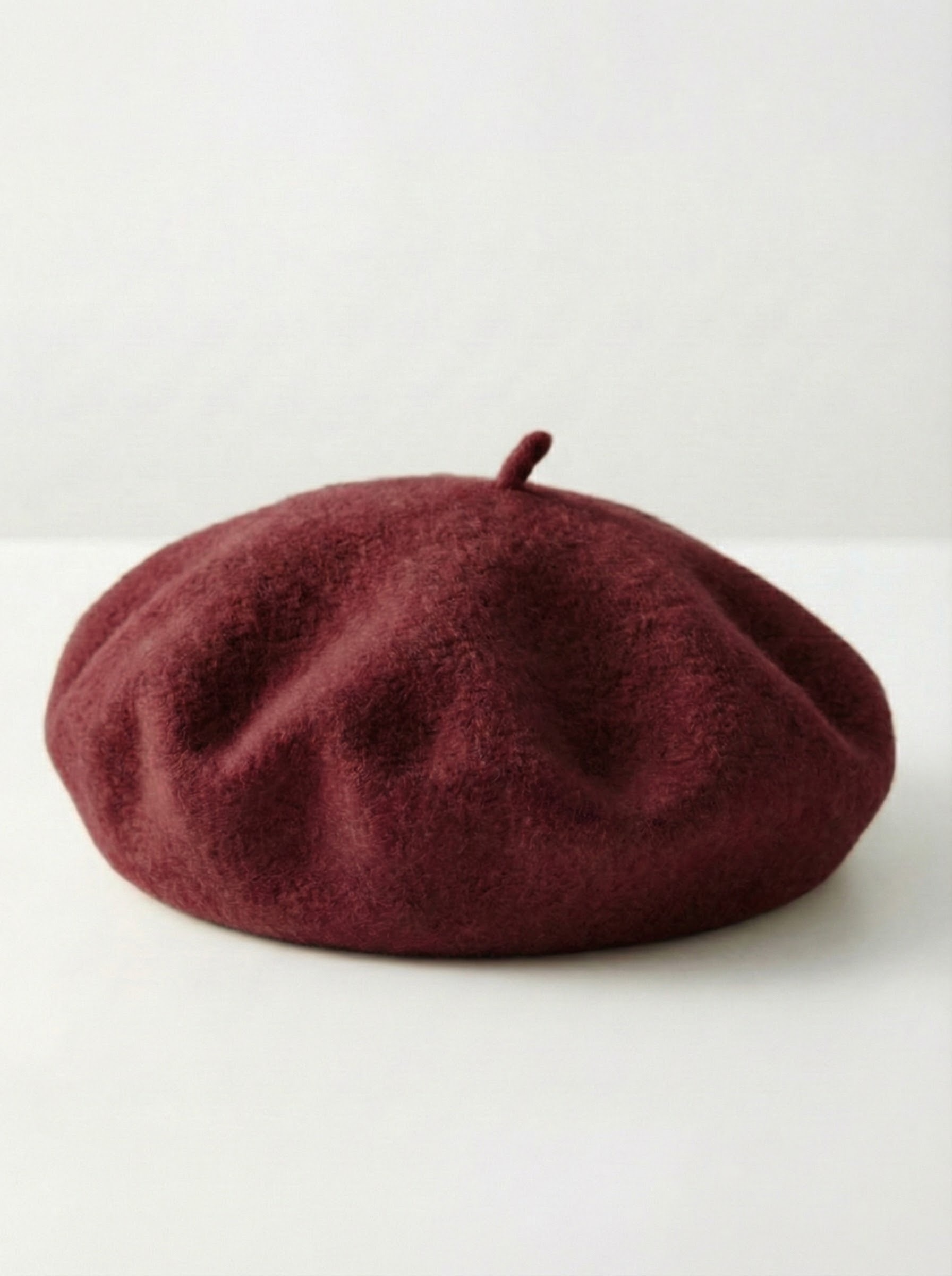 日系氣質素色毛呢貝蕾帽