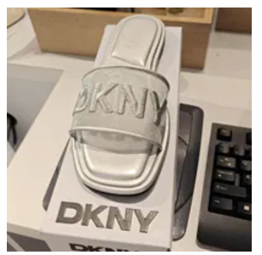 [S] DKNY NICKEL BANDIN LOGO FLAT SLIDE, K2577035-BONE (SD1742)