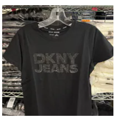 [S] DKNY BLACK/GUNMETAL STUDDED LOGO TSHIRT, DJ5T1721-BWG (SD1744)