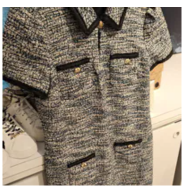 [S] KARL LAGERFELD BCN BL//DK TEAL MLT KNIT TWEED DRESS WITH POCKETS, LD5KAK18-05S (SKL1507)
