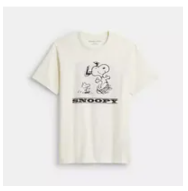 [S] COACH CHALK COACH X PEANUTS SNOOPY SIGNATURE T-SHIRT, CAF64-CHK (SCO1220)
