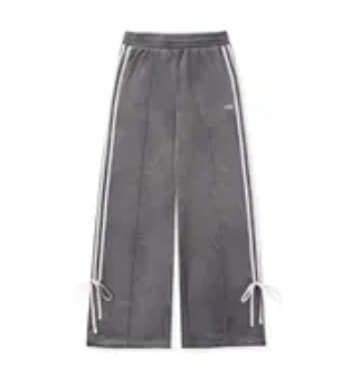 [S] NERDY W'S VELOUR RIBBON TRACK PANTS_CHARCOAL, PNEF25TP0720 (SN519)