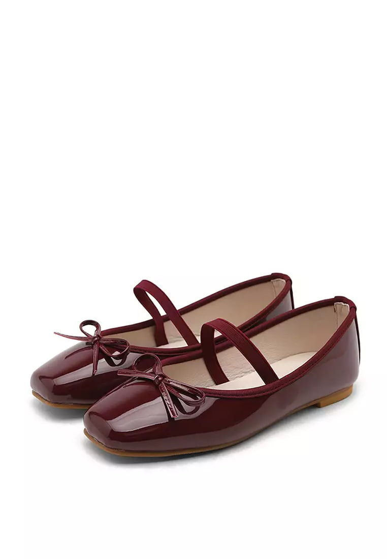 [S] SAPPUN Erino Enamel Ribbon Maryjane Flats ,307445,WINE, S307474 (SZZ987)