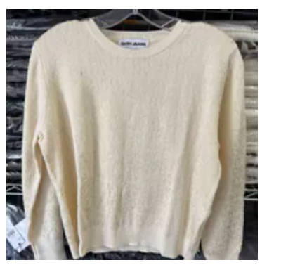 [S] DKNY EGGNOG LONG SLEEVE CREW NECK LOGO SWEATER WITH CUFF SLIT, DJ5R0877-GOH (SD1749)