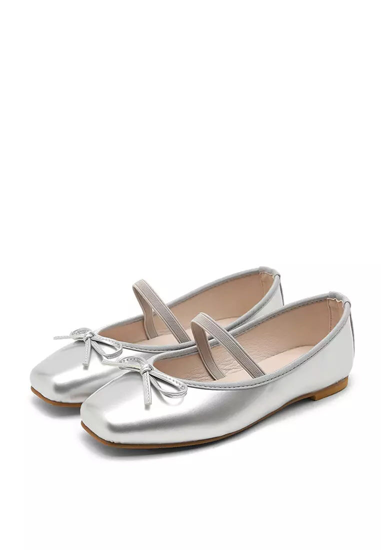 [S] SAPPUN Erino Enamel Ribbon Maryjane Flats ,307445,SILVER, S307460 (SZZ988)