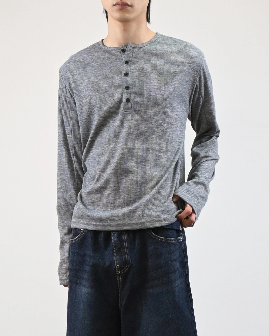 細羅紋亨利領上衣