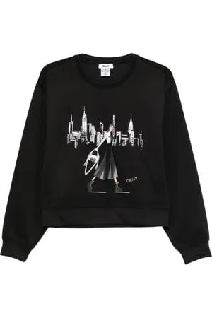 [S] DKNY BLACK LONG SLEEVE NEW YORK GIRLS TRIP SWEATSHIRT, P5MOQCSC-BLK (SD1754)