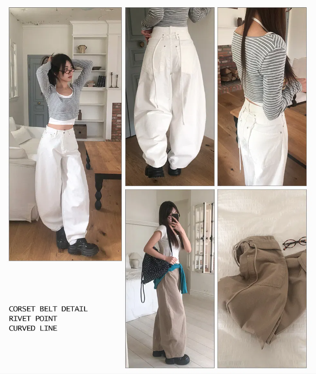 春季預訂｜高腰束腰帶棉質寬褲