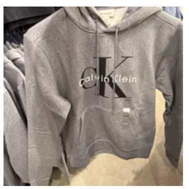 [S] CALVIN KLEIN GREY MONOLOGO FLEECE HOODIE, 4RD275G-030 (SCK825)
