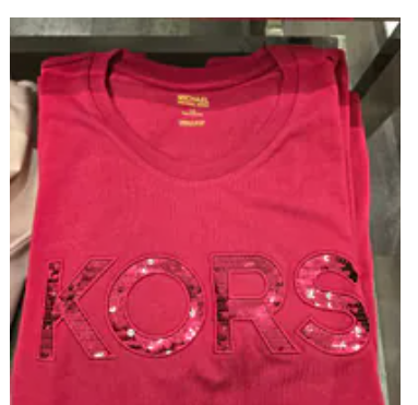 [S] MICHAEL KORS DARKRASPBERRY SEQUINED LOGO COTTON T-SHIRT, JS451DB97J-DKRASPBERRY [FINAL SALE] (SMK1406)