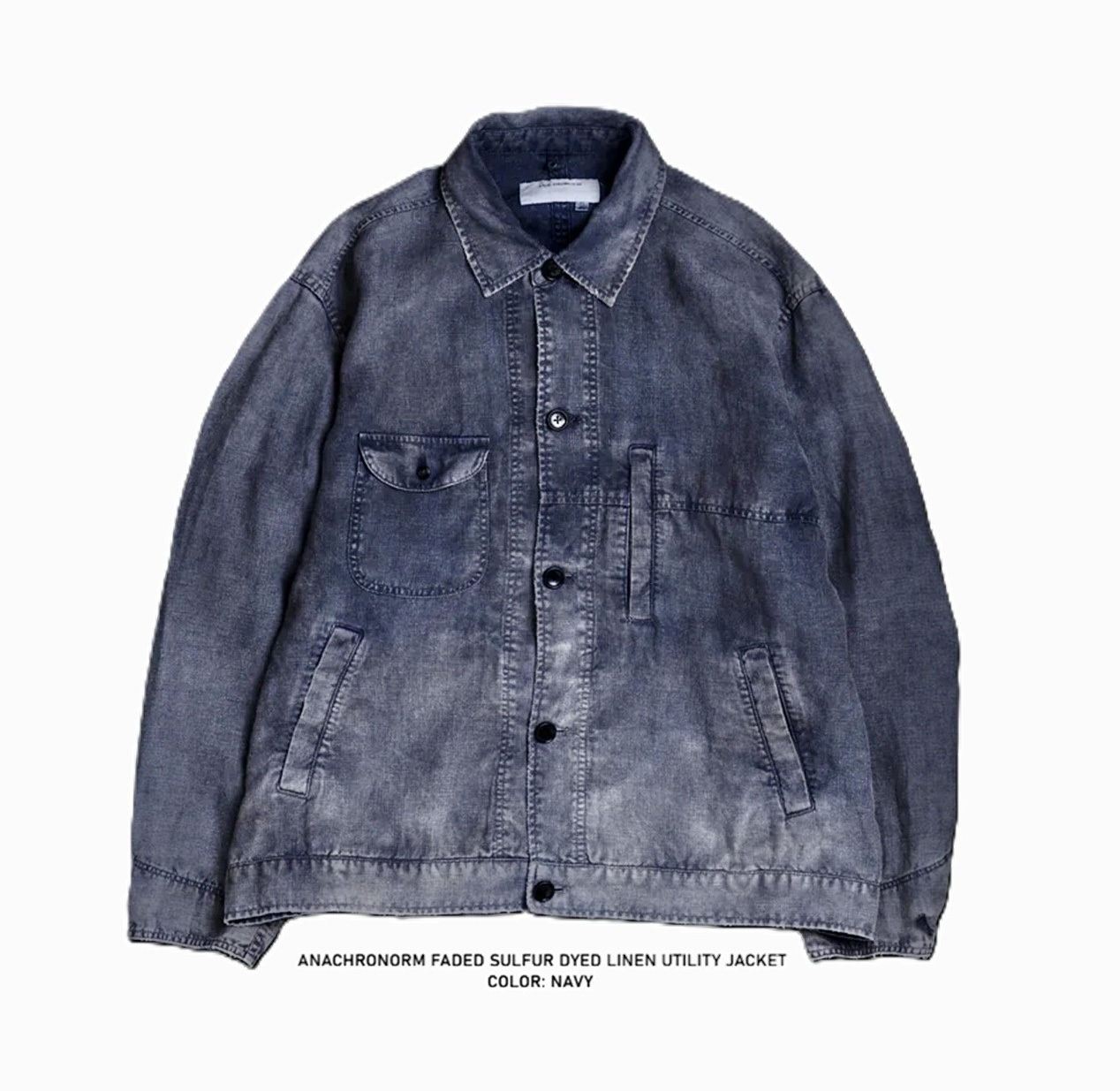 ANACHRONORM 2026 FADED SULFUR DYED LINEN UTILITY JACKET AN410-D - PRE ORDER ITEM (預訂中)