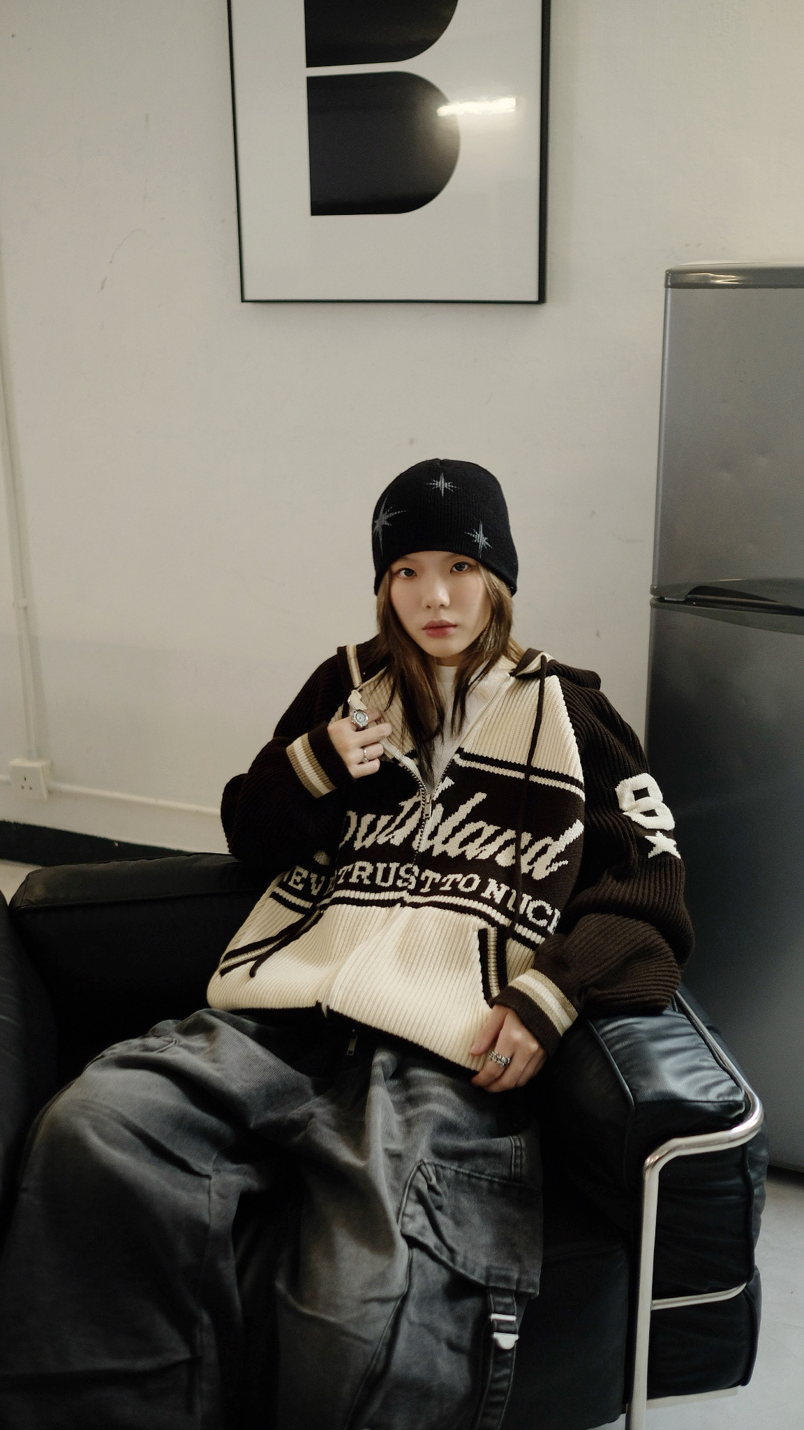 JK0015 拼色有帽冷外套