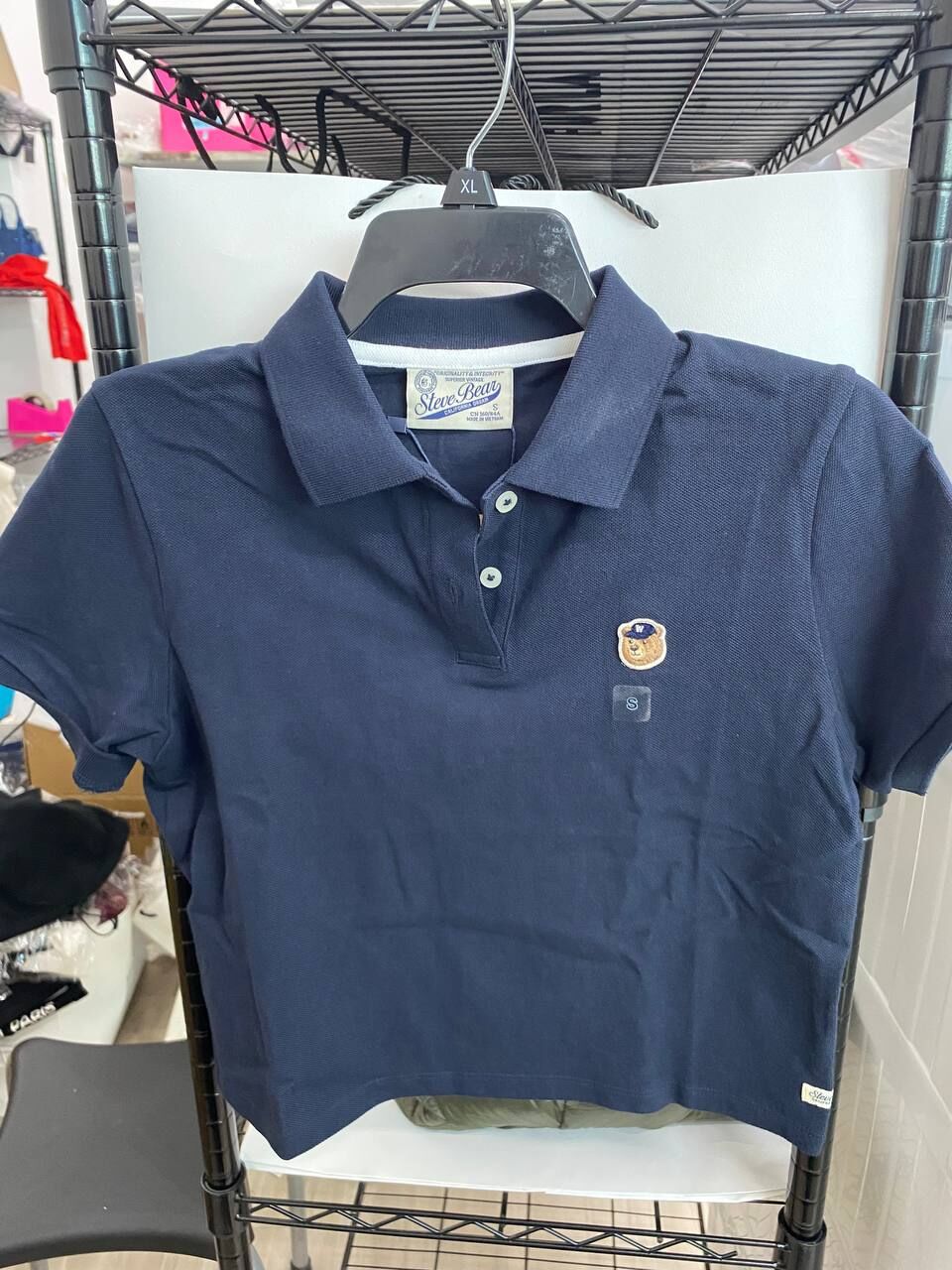 [S] WHO.A.U NAVY Steve Crop Collar T-Shirt, WHHAF3711F-NAVY (SWAU592)