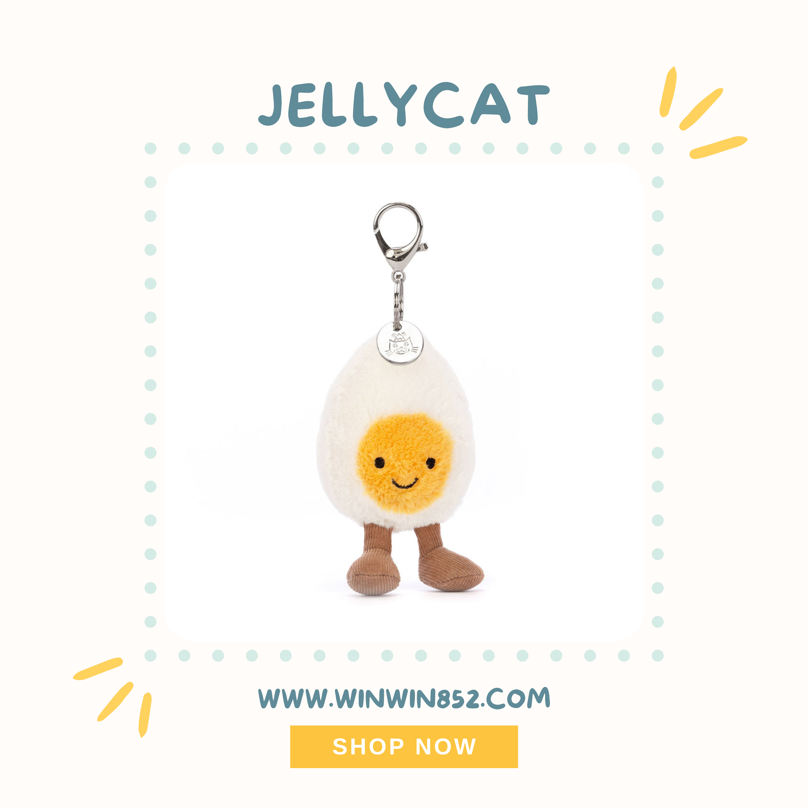 Jellycat Amuseables Happy Boiled Egg Bag Charm