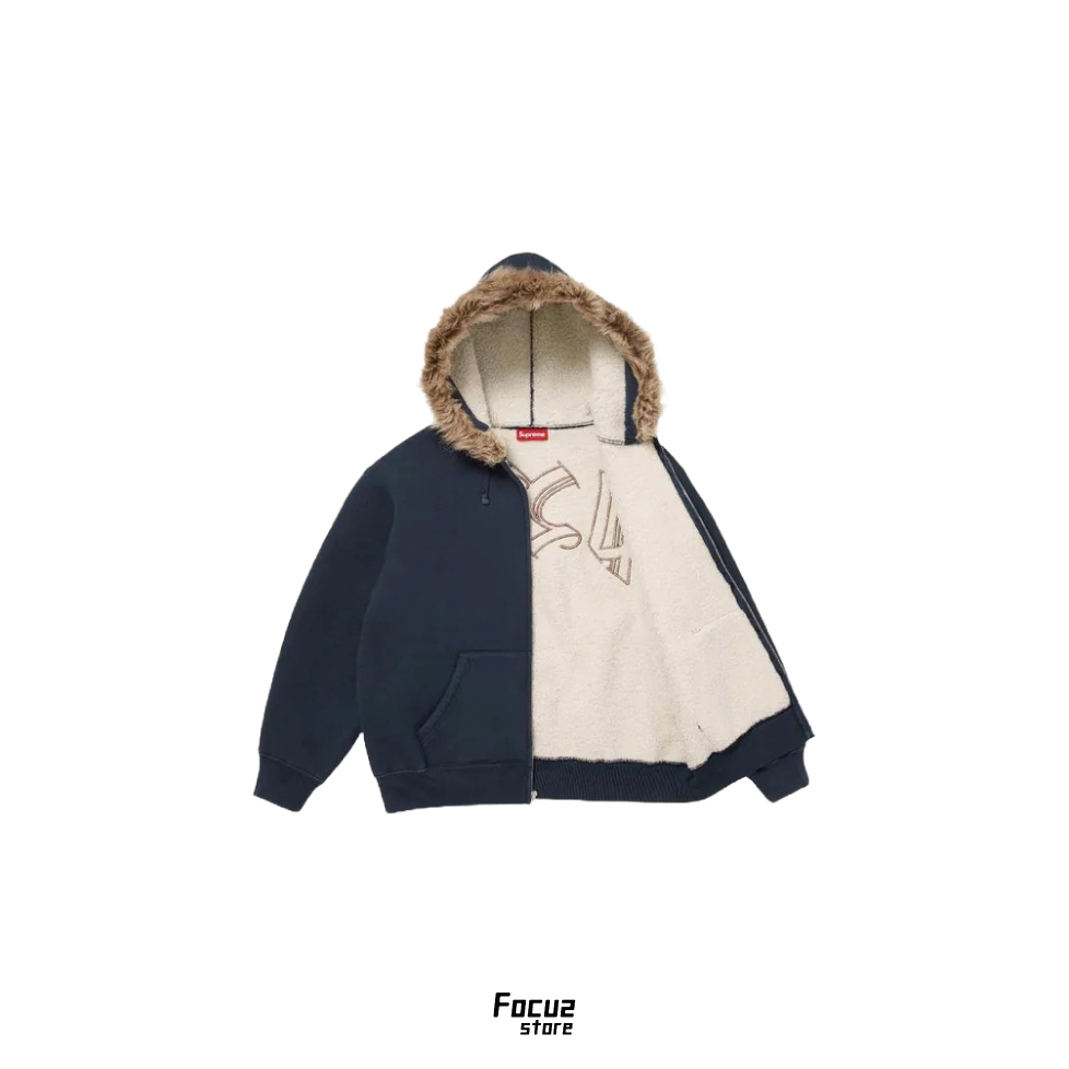 【Focus store】現貨秒發 Supreme FW25 WEEK5 Faux Fur Zip Up Hooded Sweatshirt 背logo圖案拉鍊連帽外套
