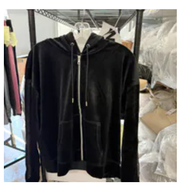 [S] DKNY BLACK/SILVER FULL ZIP HOODIE WITH METALLIC LOGO ELASTIC, DP5J9639-BSV (SD1760)