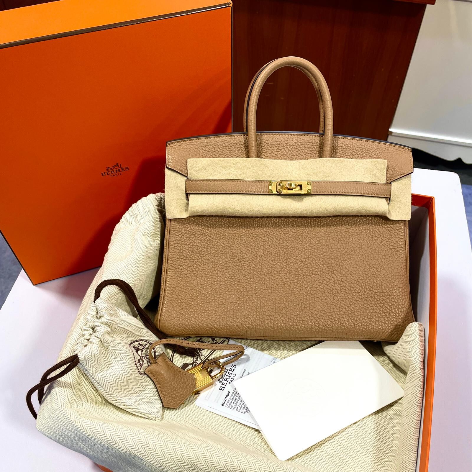 98%NEW~BIRKIN 25 U刻 0M/CHAI TOGO GHW 奶茶色金扣 #B25 #鉑金包 #愛馬仕 #香榭站正品